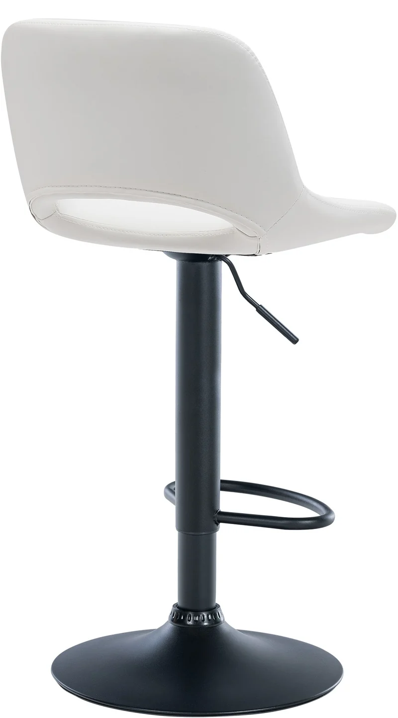 Tabourets de bar chaises haute x2 avec repose-pieds en PVC blanc piètement métallique noir 10_0004064