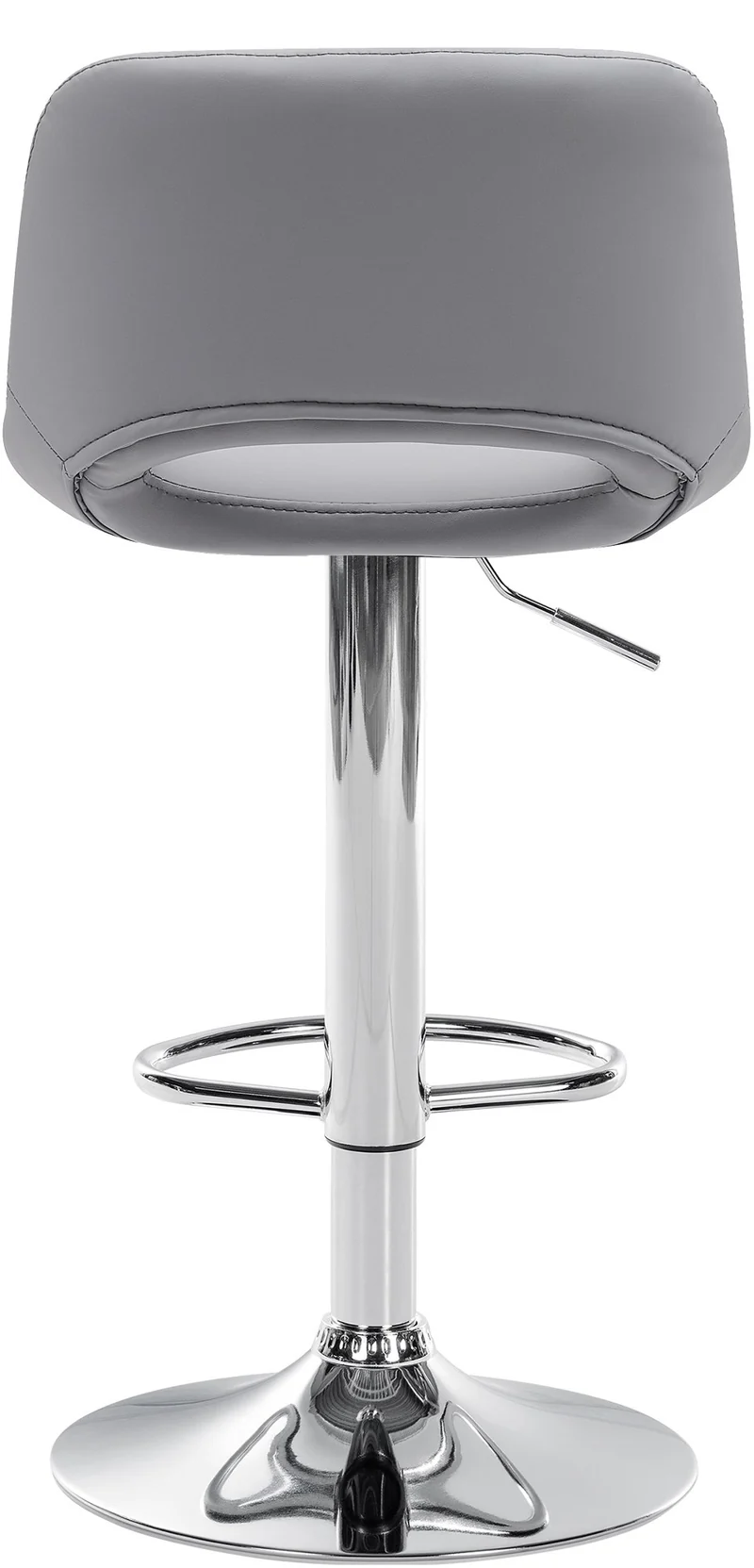 Tabouret de bar chaise haute x1 avec repose-pieds en PVC gris piètement métallique chromé 10_0004579