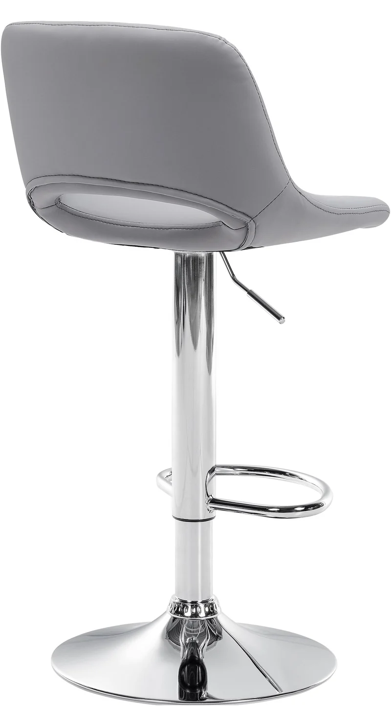 Tabouret de bar chaise haute x1 avec repose-pieds en PVC gris piètement métallique chromé 10_0004579