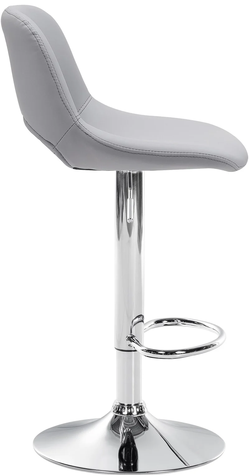 Tabouret de bar chaise haute x1 avec repose-pieds en PVC gris piètement métallique chromé 10_0004579