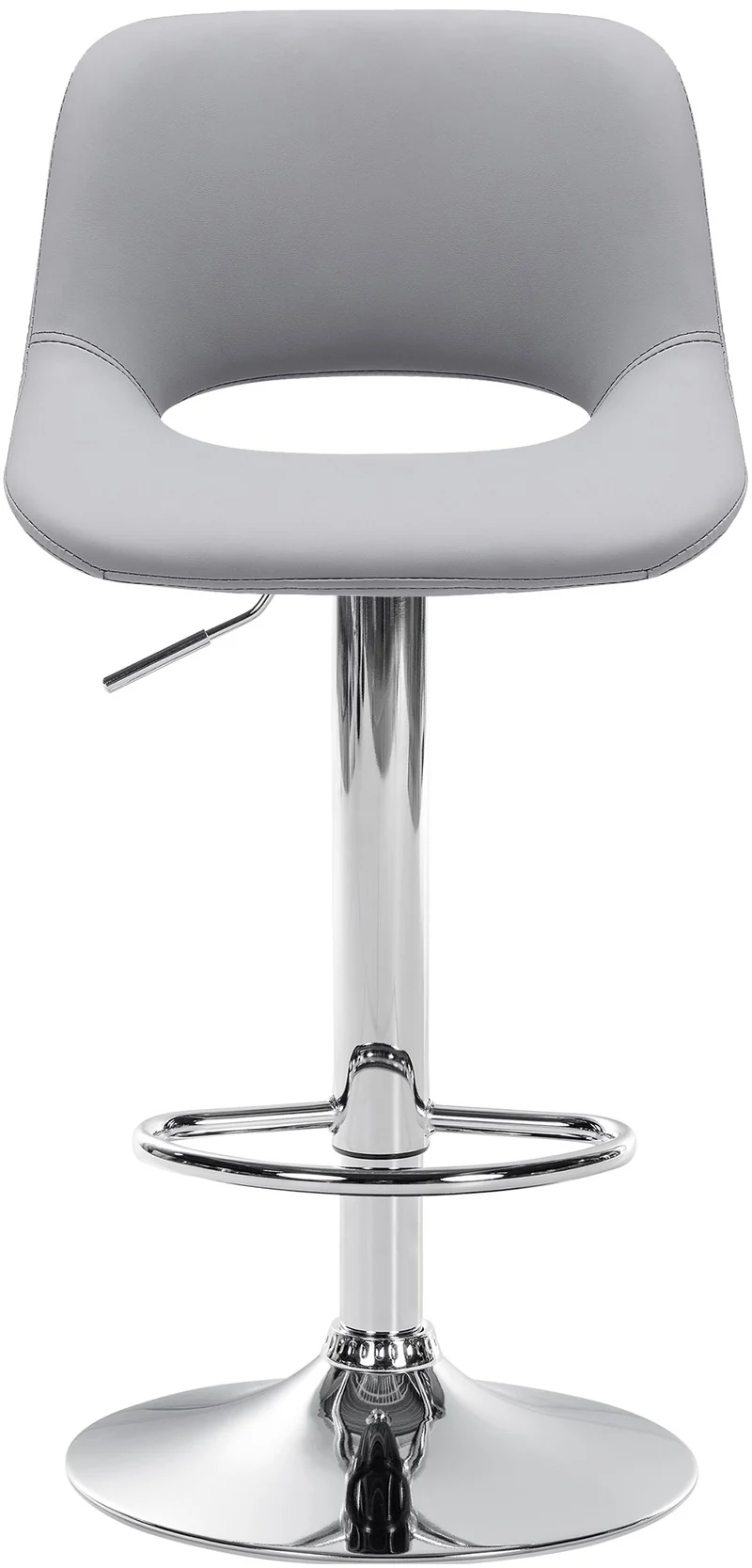 Tabouret de bar chaise haute x1 avec repose-pieds en PVC gris piètement métallique chromé 10_0004579