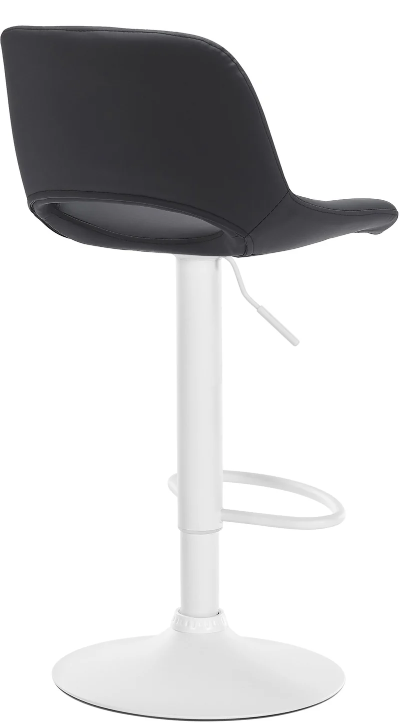 Tabouret de bar chaise haute x1 avec repose-pieds en PVC noir piètement métallique blanc 10_0004588