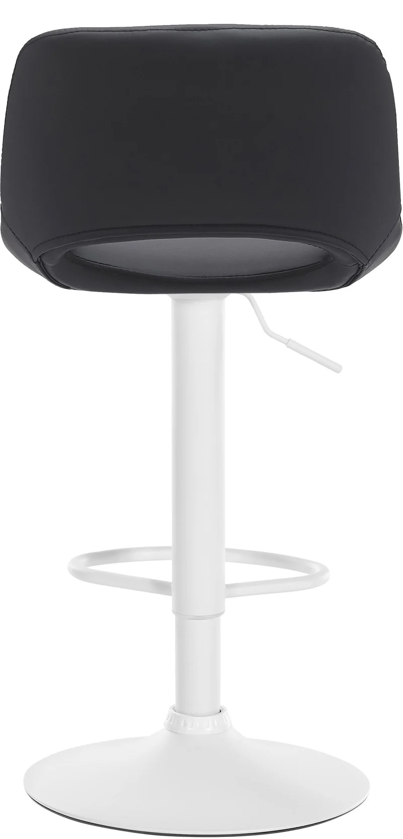 Tabouret de bar chaise haute x1 avec repose-pieds en PVC noir piètement métallique blanc 10_0004588