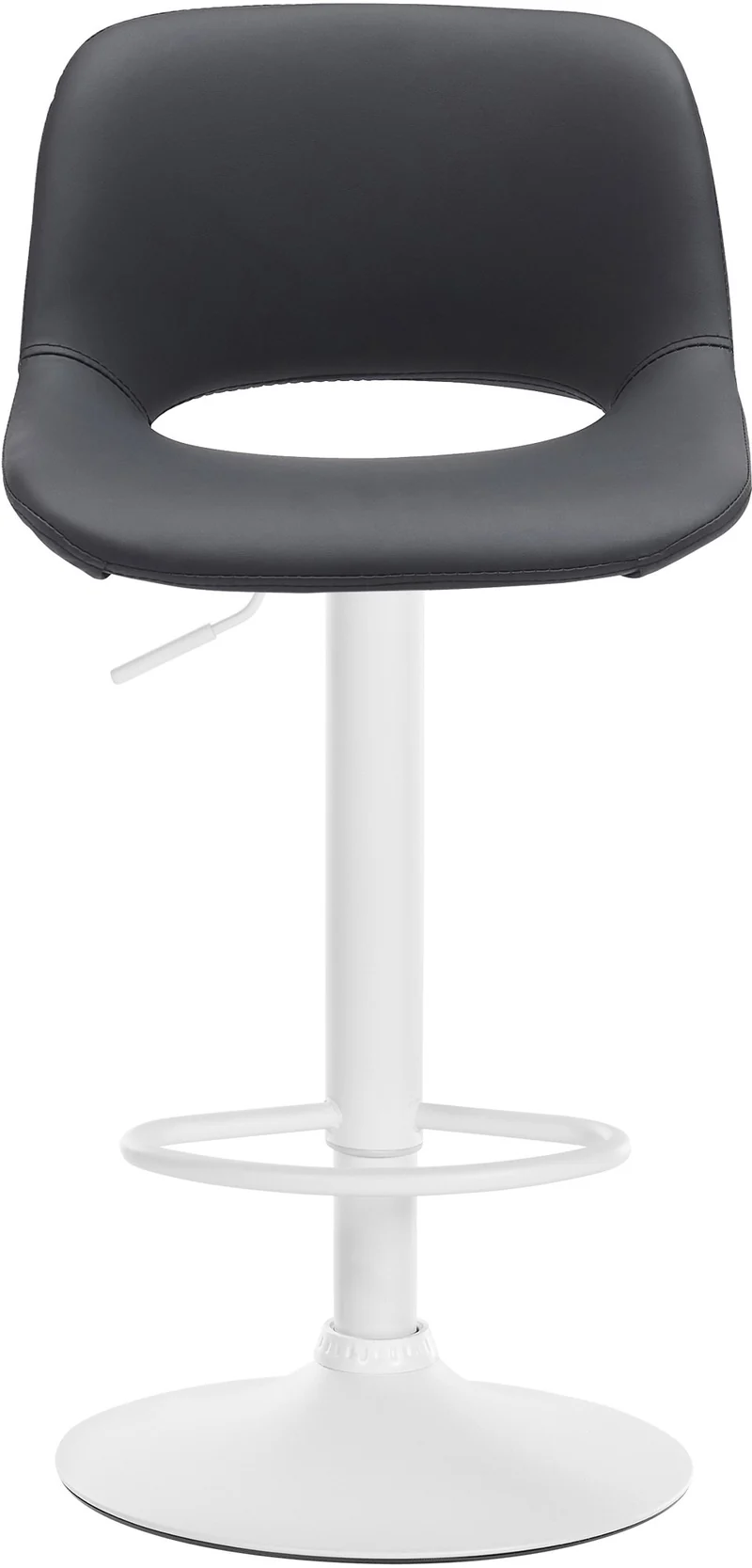 Tabouret de bar chaise haute x1 avec repose-pieds en PVC noir piètement métallique blanc 10_0004588