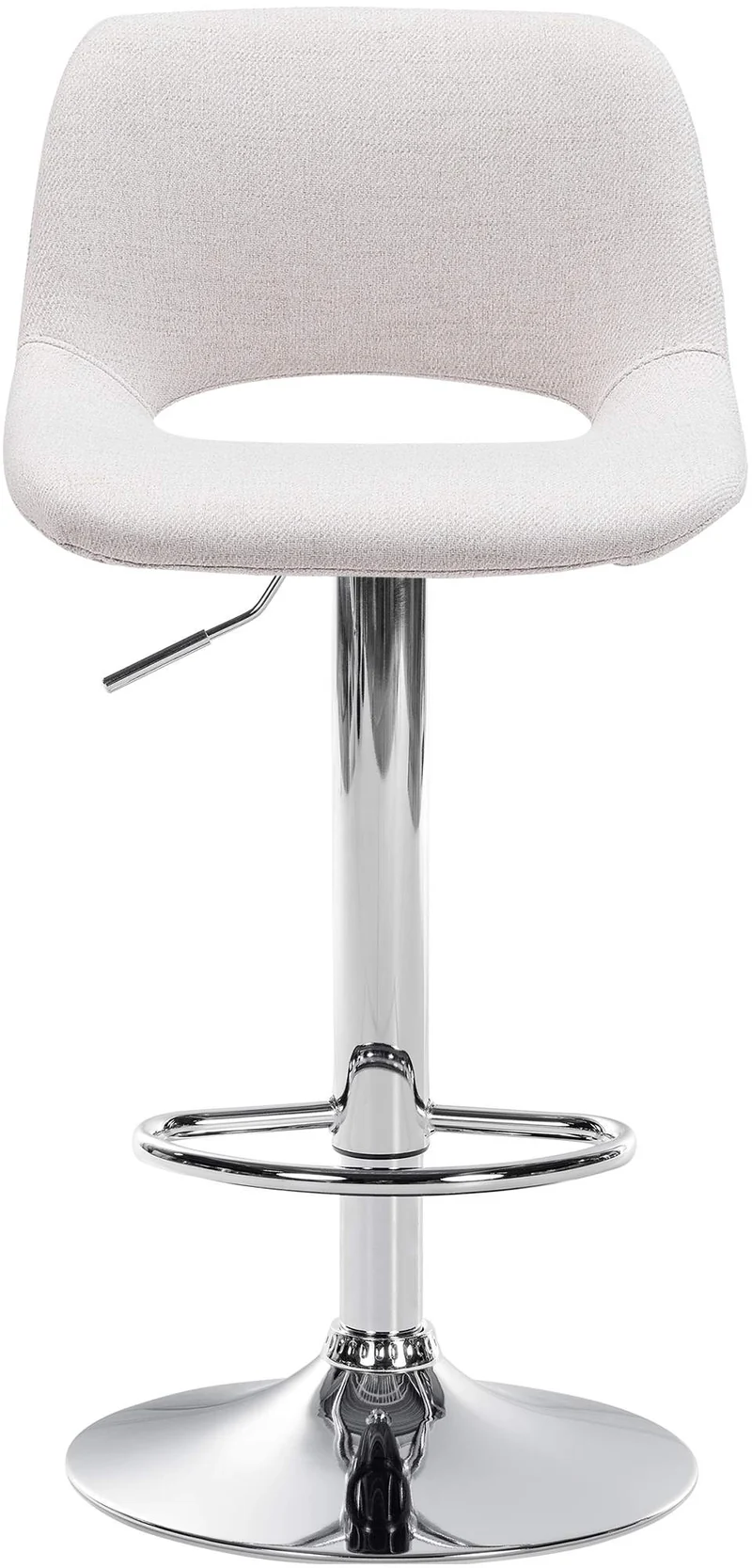 Tabourets de bar chaises haute x2 avec repose-pieds en tissu crème piètement métallique chromé 10_0004093