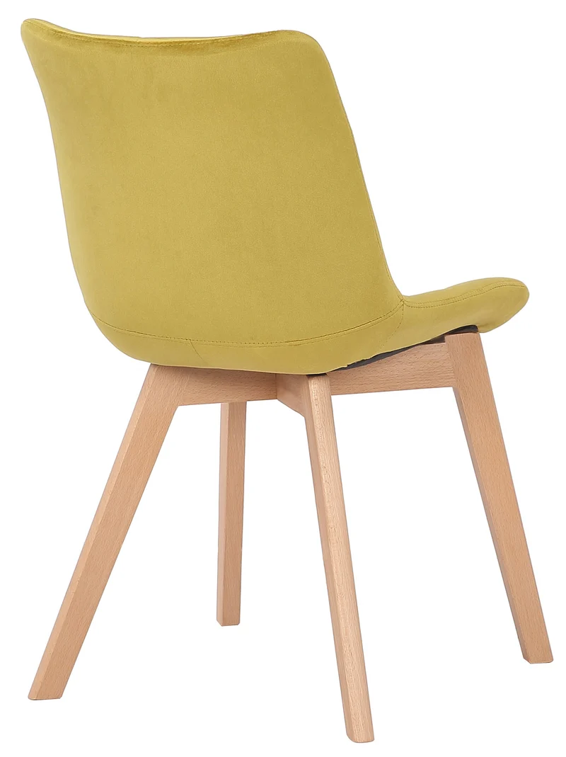 Chaise de salle à manger x1 rembourrage généreux en velours jaune piètement en bois 10_0002082