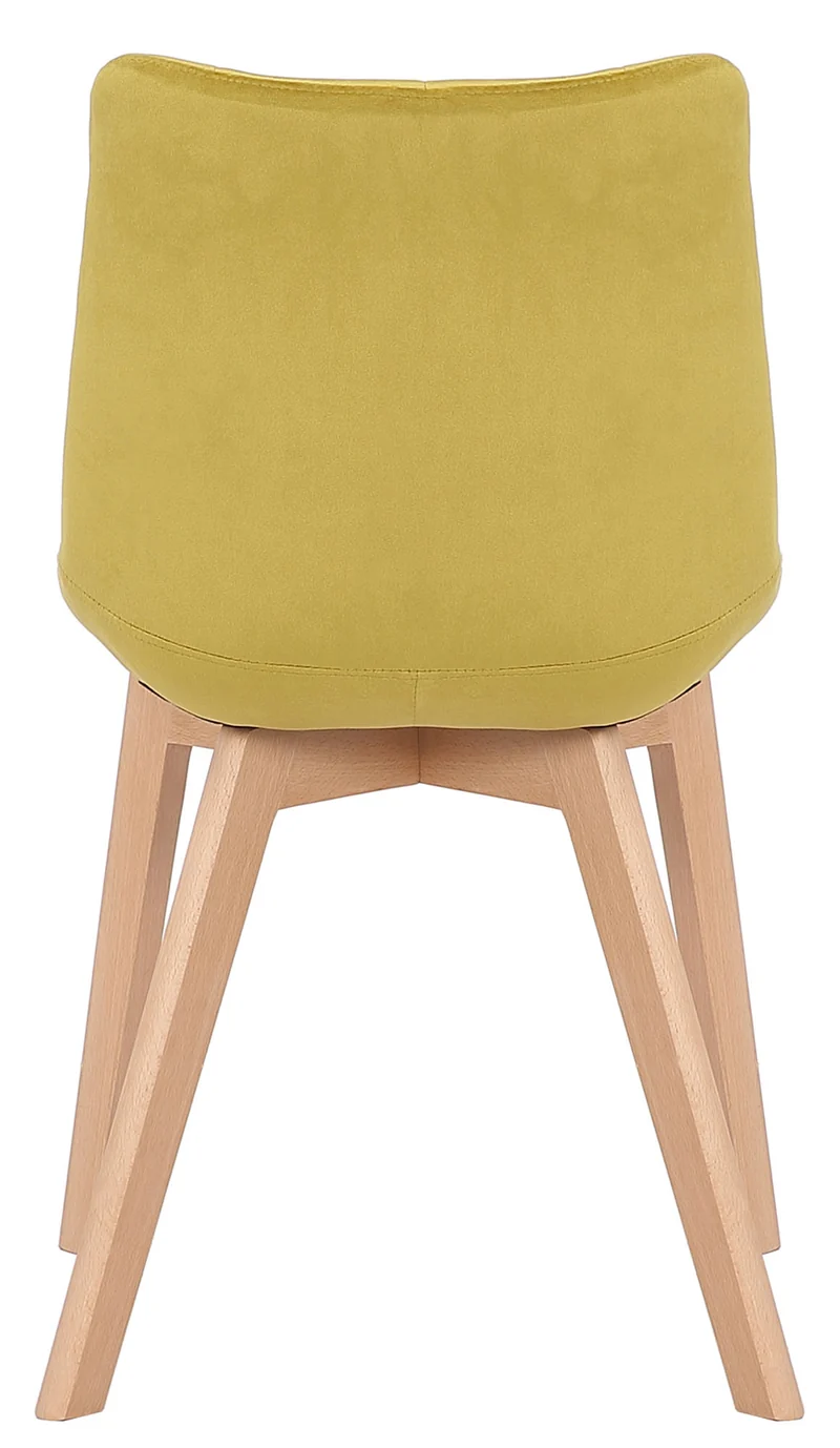 Chaise de salle à manger x1 rembourrage généreux en velours jaune piètement en bois 10_0002082