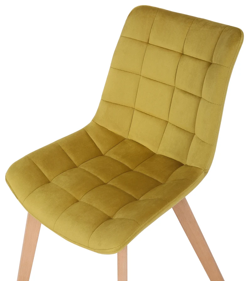 Chaise de salle à manger x1 rembourrage généreux en velours jaune piètement en bois 10_0002082