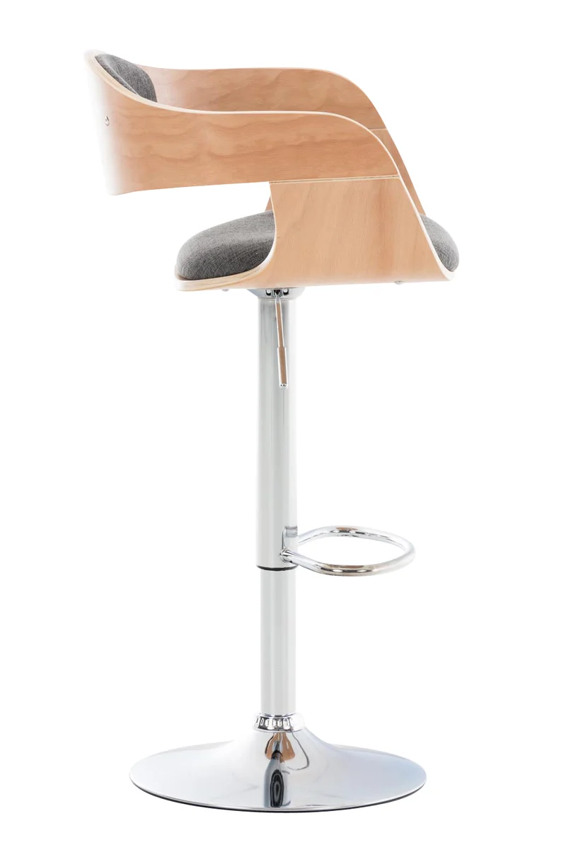Tabouret de bar x1 design scandinave en tissu gris clair et structure en bois clair 10_0005052