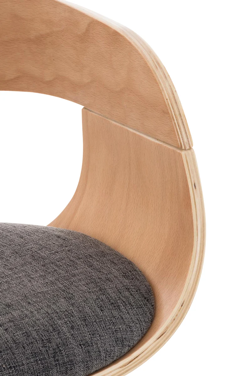 Tabouret de bar x1 design scandinave en tissu gris clair et structure en bois clair 10_0005052