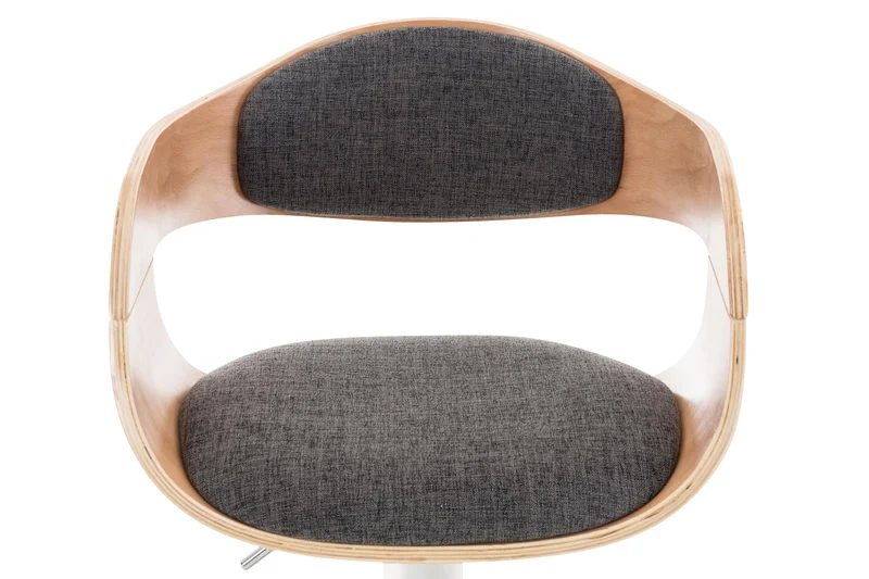 Tabouret de bar x1 design scandinave en tissu gris clair et structure en bois clair 10_0005052