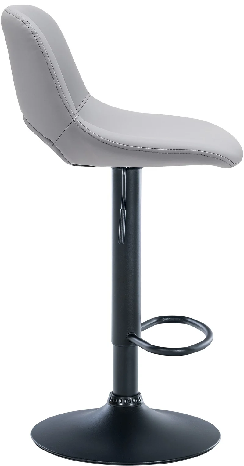 Tabouret de bar chaise haute x1 avec repose-pieds en PVC gris piètement métallique noir 10_0004583