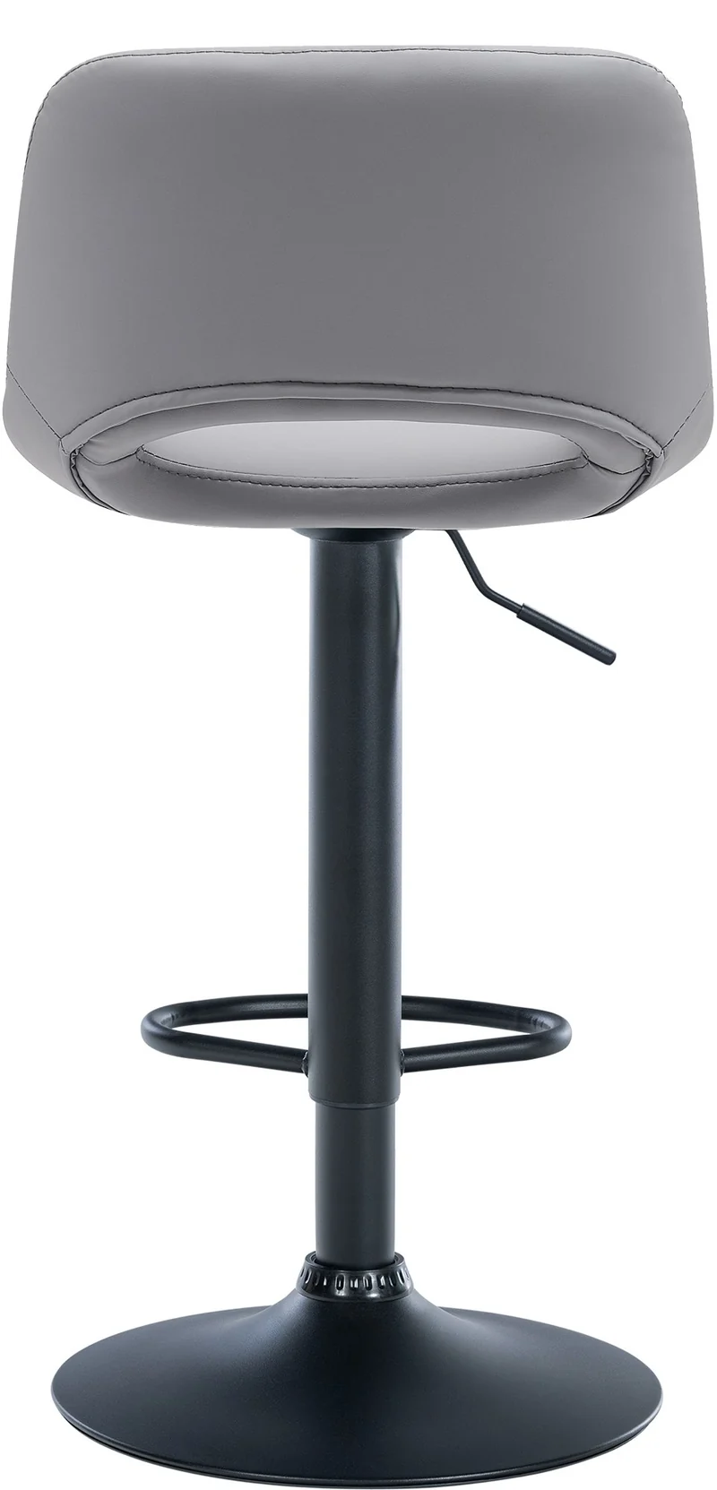 Tabouret de bar chaise haute x1 avec repose-pieds en PVC gris piètement métallique noir 10_0004583