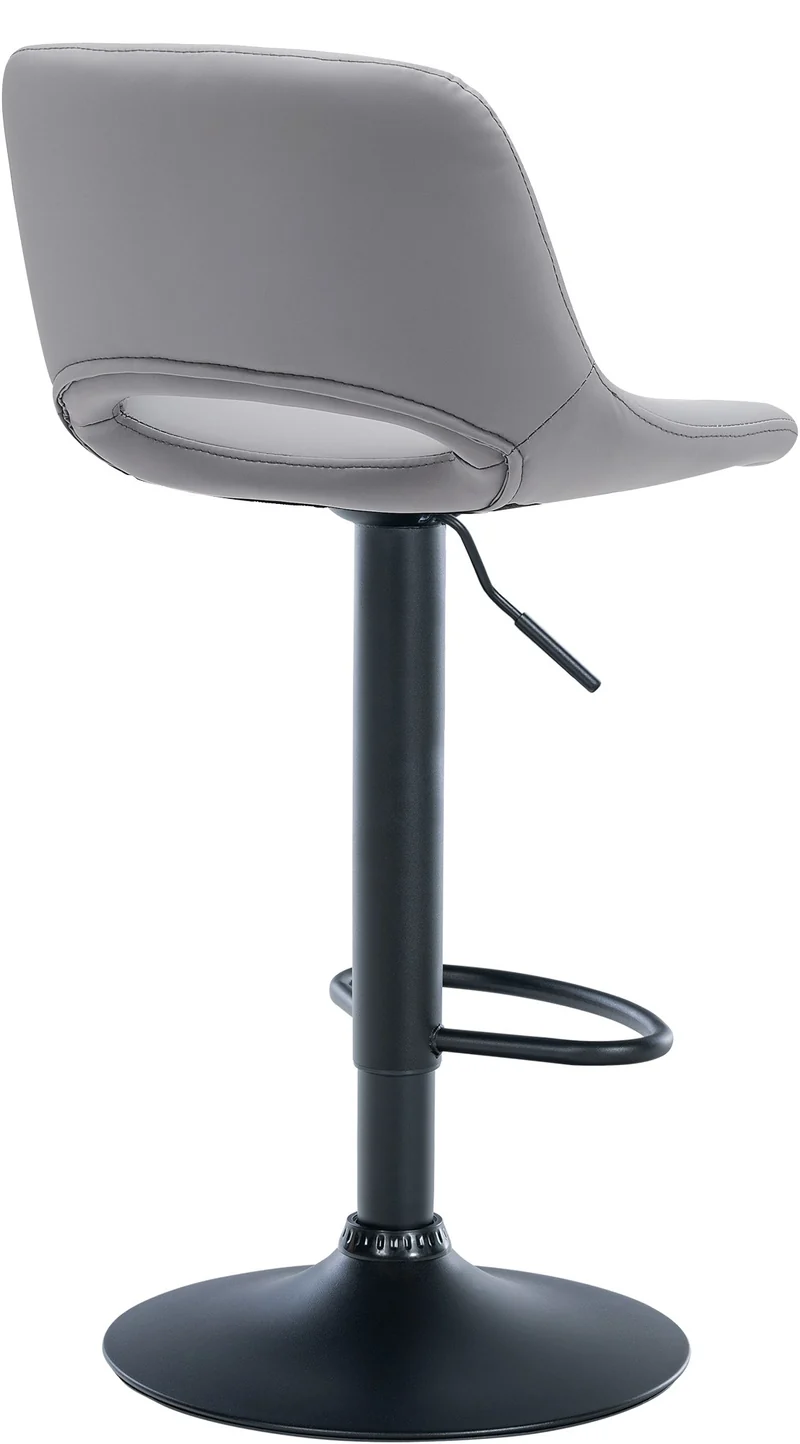 Tabouret de bar chaise haute x1 avec repose-pieds en PVC gris piètement métallique noir 10_0004583