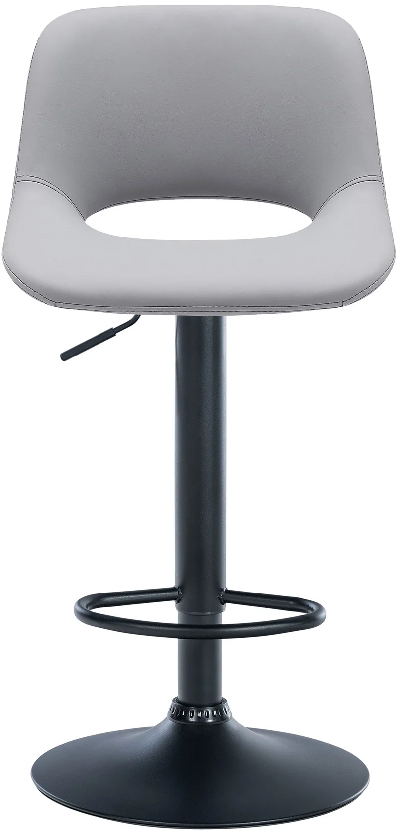 Tabouret de bar chaise haute x1 avec repose-pieds en PVC gris piètement métallique noir 10_0004583