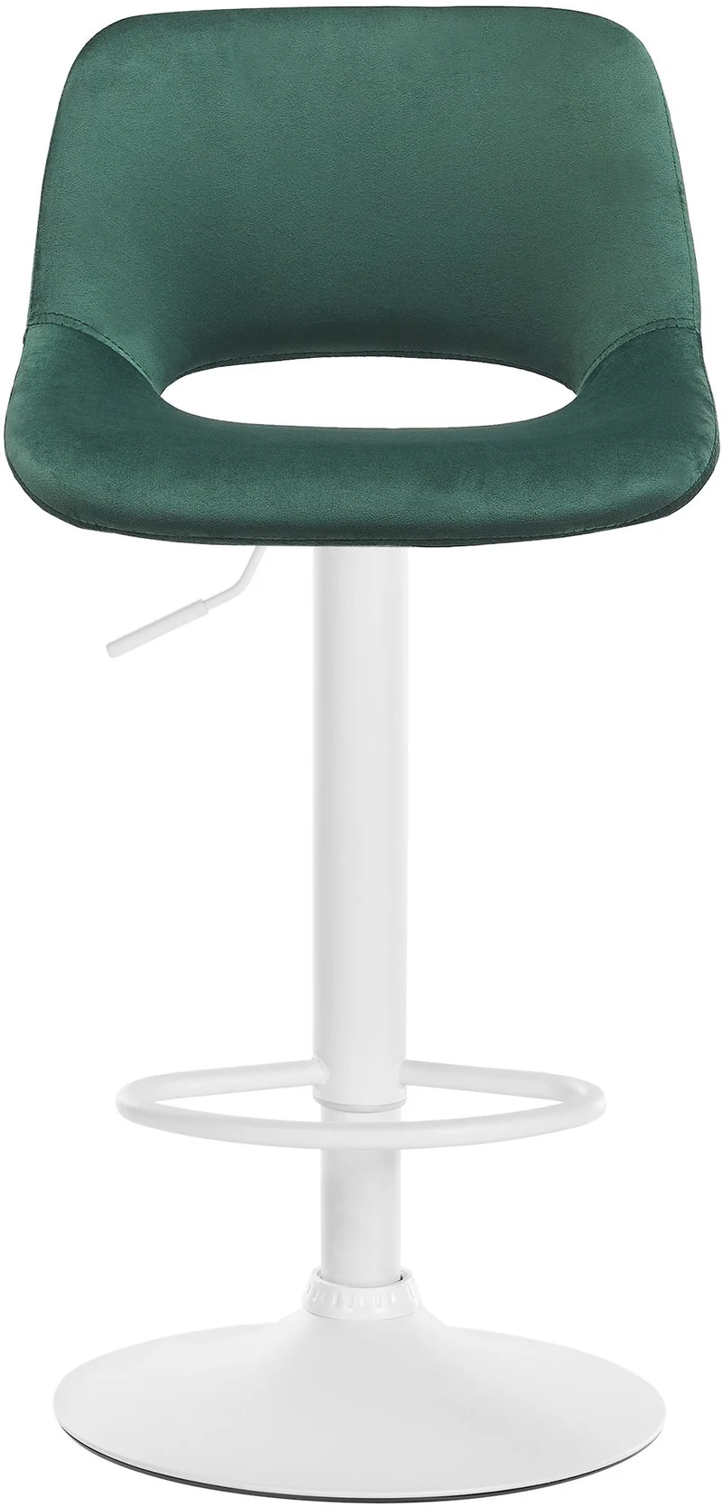 Tabourets de bar chaises haute x2 avec repose-pieds en velours vert piètement métallique blanc 10_0004088