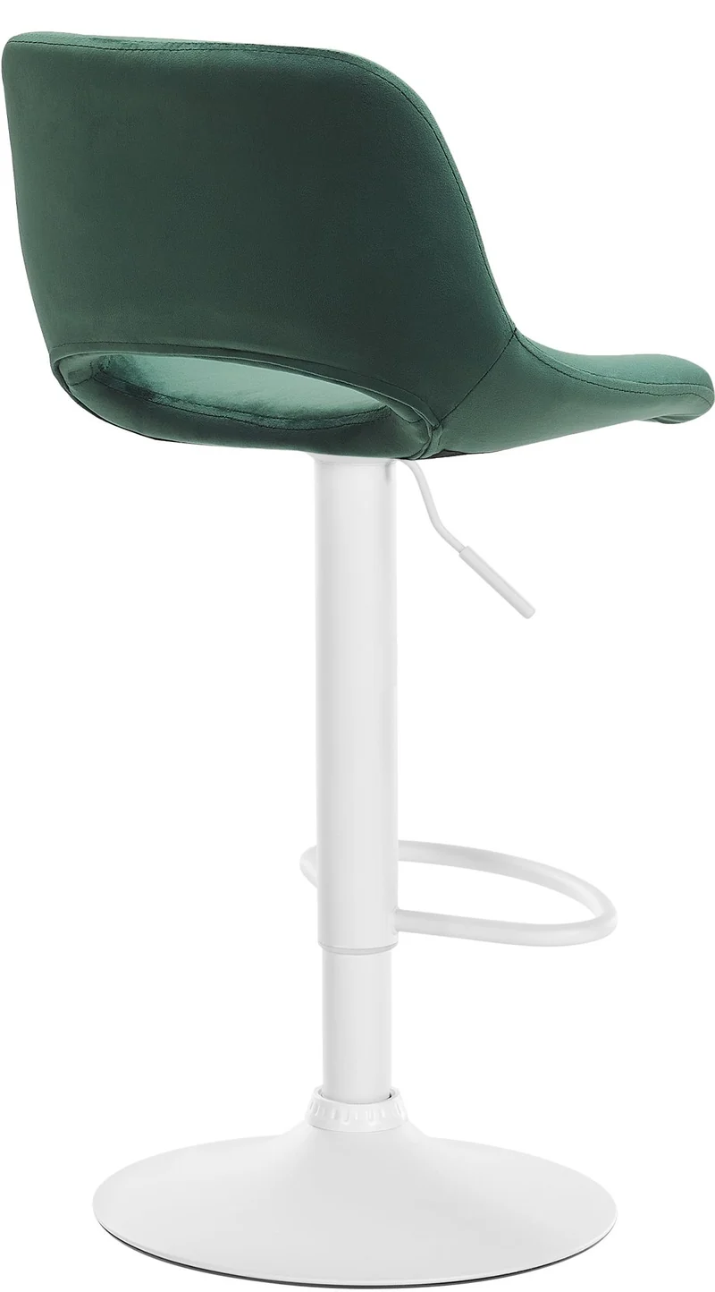 Tabourets de bar chaises haute x2 avec repose-pieds en velours vert piètement métallique blanc 10_0004088