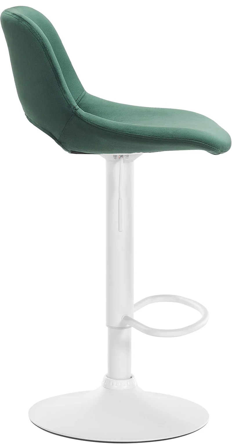 Tabourets de bar chaises haute x2 avec repose-pieds en velours vert piètement métallique blanc 10_0004088