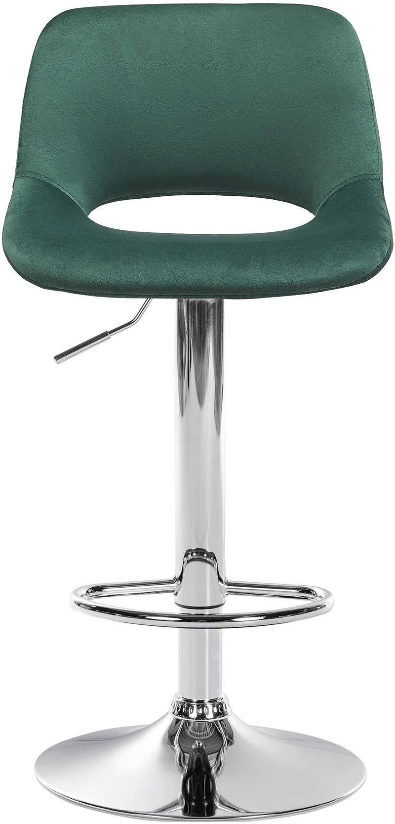 Tabourets de bar chaises haute x2 avec repose-pieds en velours vert piètement métallique chromé 10_0004074