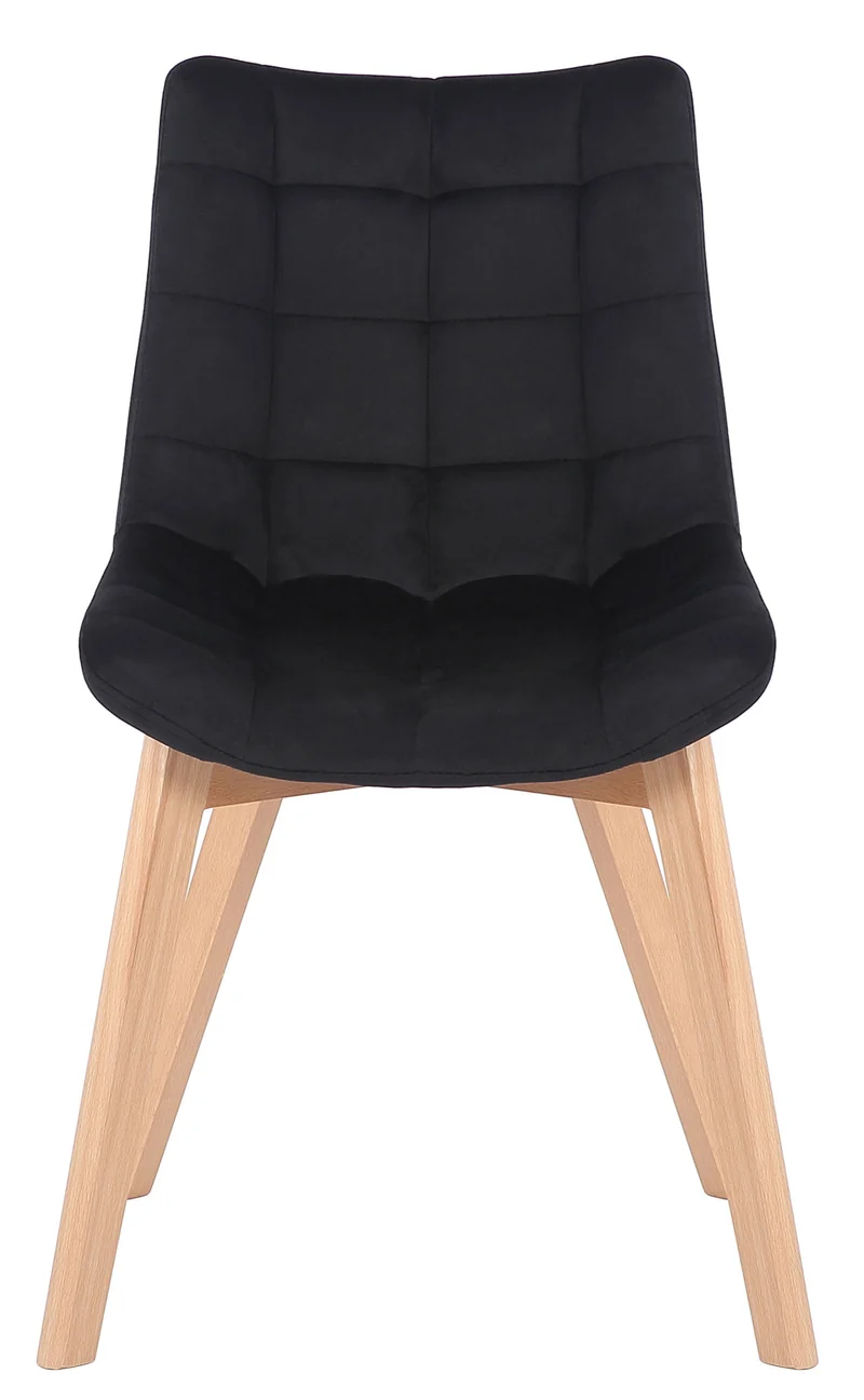 Chaise de salle à manger x1 rembourrage généreux en velours noir piètement en bois 10_0002087