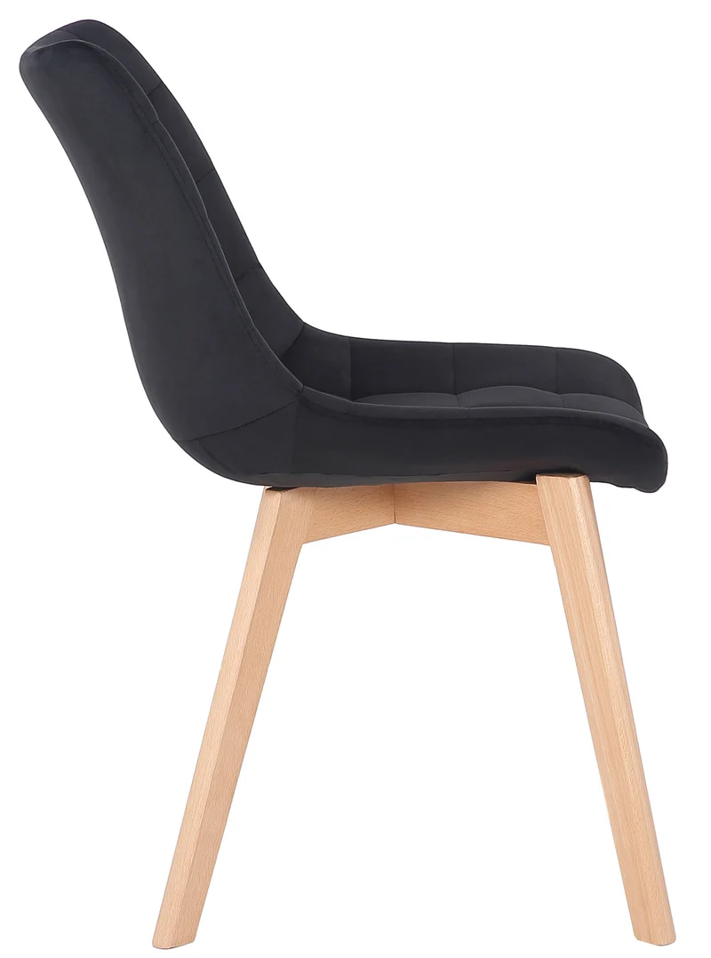 Chaise de salle à manger x1 rembourrage généreux en velours noir piètement en bois 10_0002087
