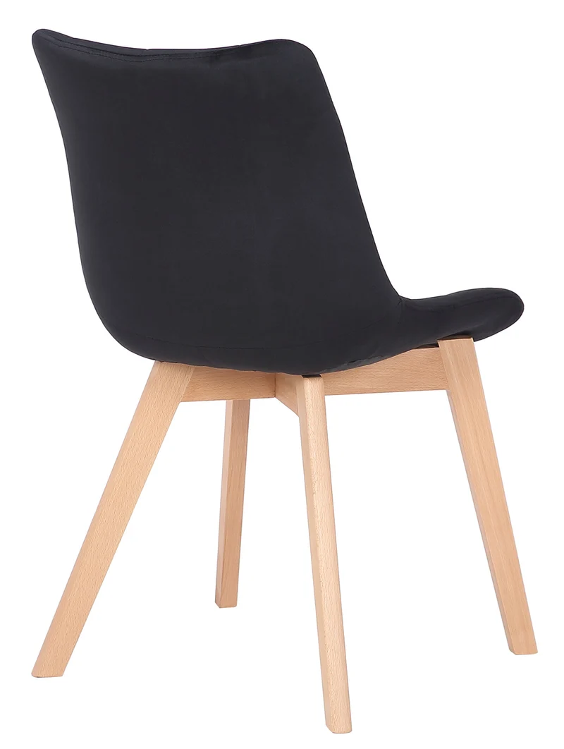 Chaise de salle à manger x1 rembourrage généreux en velours noir piètement en bois 10_0002087