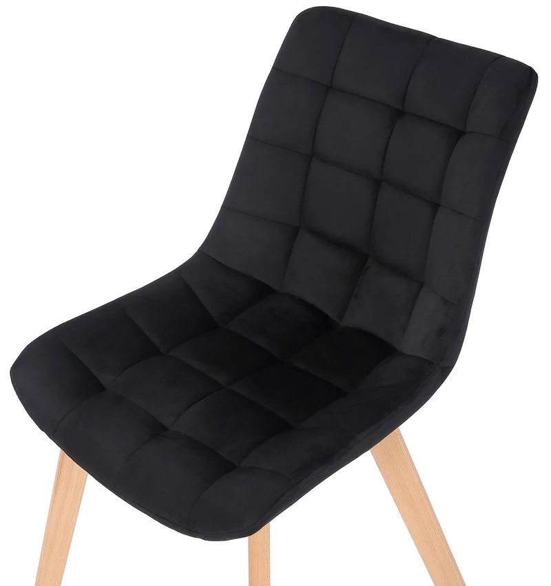 Chaise de salle à manger x1 rembourrage généreux en velours noir piètement en bois 10_0002087