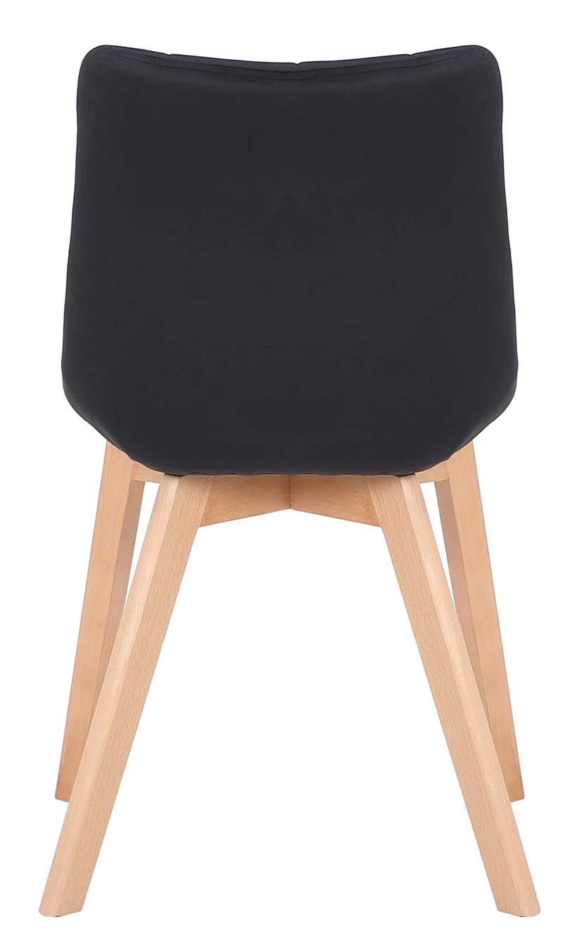 Lot de 2 chaises de salle à manger rembourrage généreux en velours noir piètement en bois 10_0007742