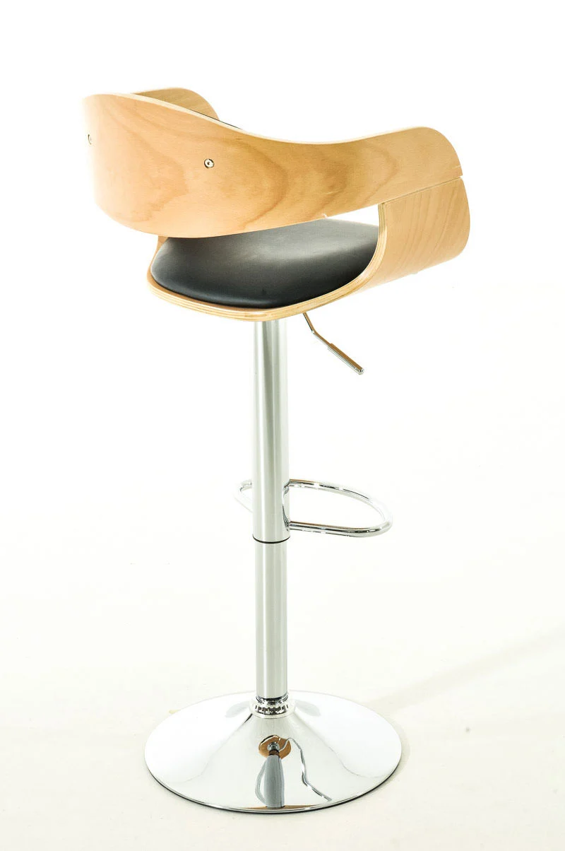 Lot de 2 tabourets de bar design scandinave en PVC noir et structure en bois couleur clair 10_0004246