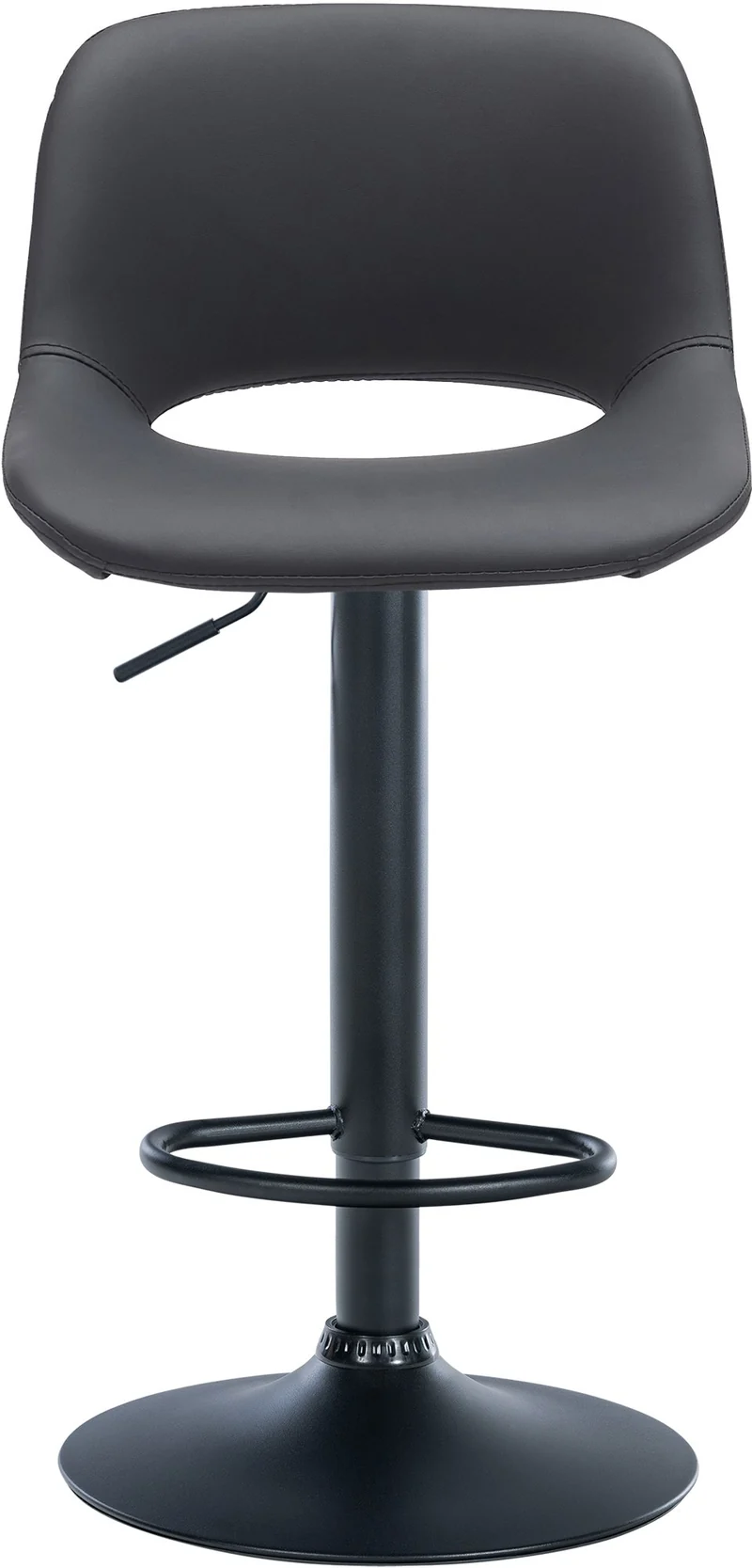 Tabouret de bar chaise haute x1 avec repose-pieds en PVC noir piètement métallique noir 10_0004584