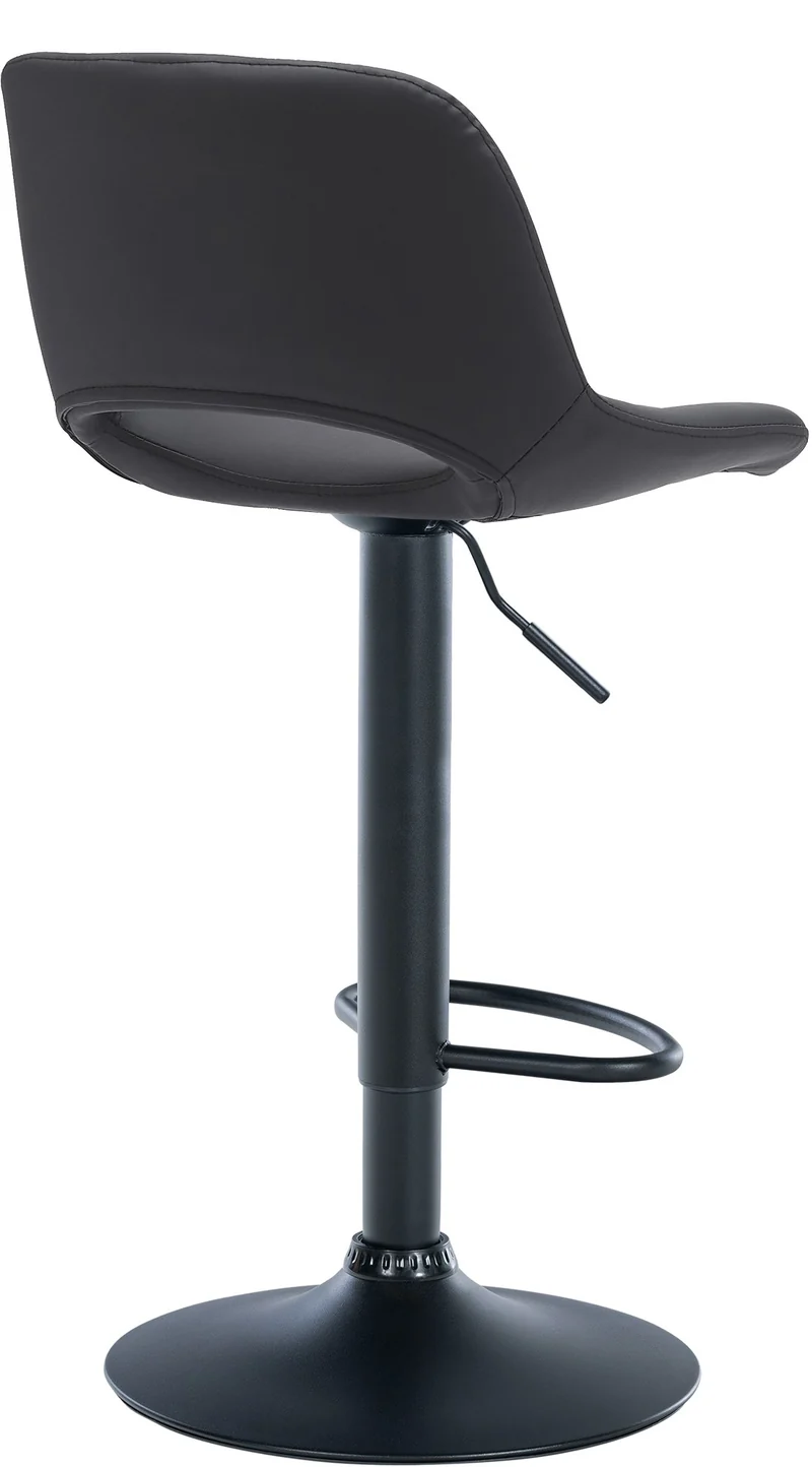 Tabouret de bar chaise haute x1 avec repose-pieds en PVC noir piètement métallique noir 10_0004584