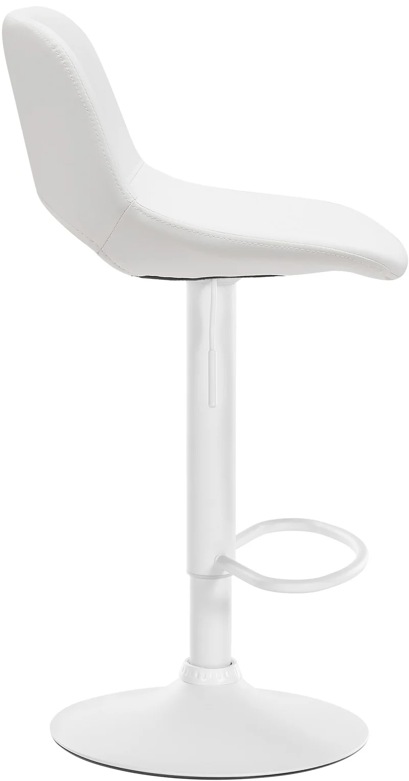 Tabouret de bar chaise haute x1 avec repose-pieds en PVC blanc piètement métallique blanc 10_0004586