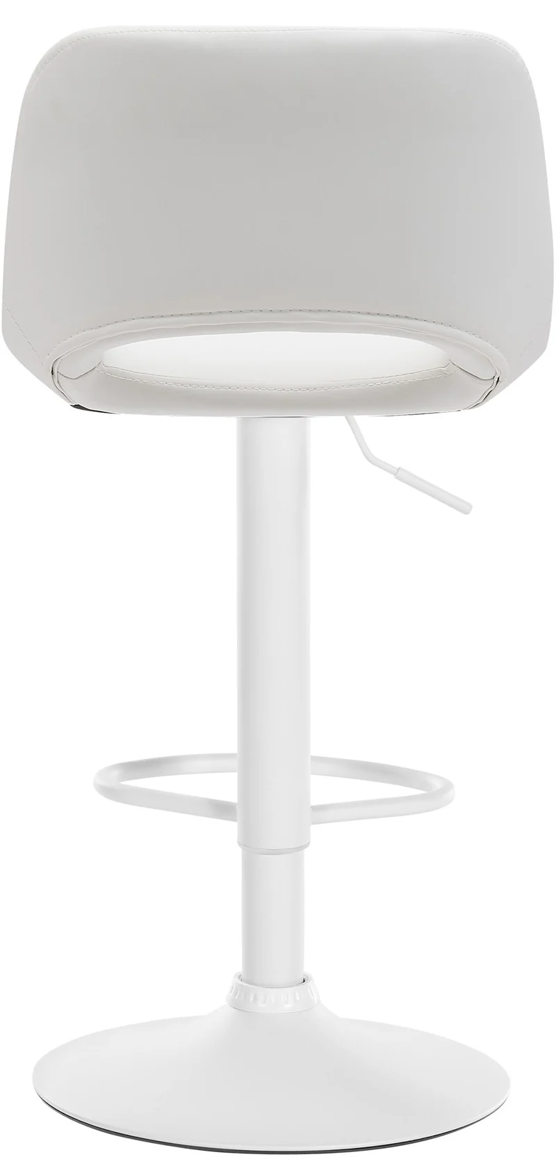 Tabouret de bar chaise haute x1 avec repose-pieds en PVC blanc piètement métallique blanc 10_0004586