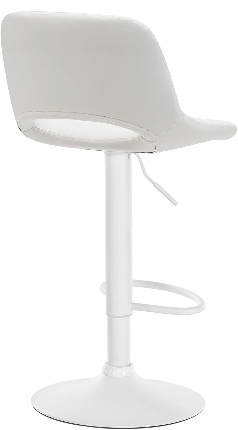 Tabouret de bar chaise haute x1 avec repose-pieds en PVC blanc piètement métallique blanc 10_0004586