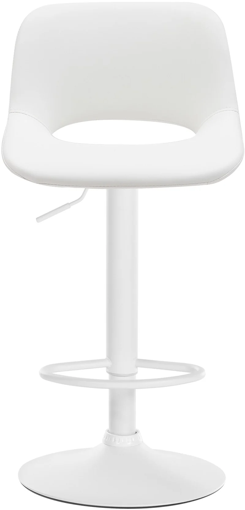 Tabouret de bar chaise haute x1 avec repose-pieds en PVC blanc piètement métallique blanc 10_0004586