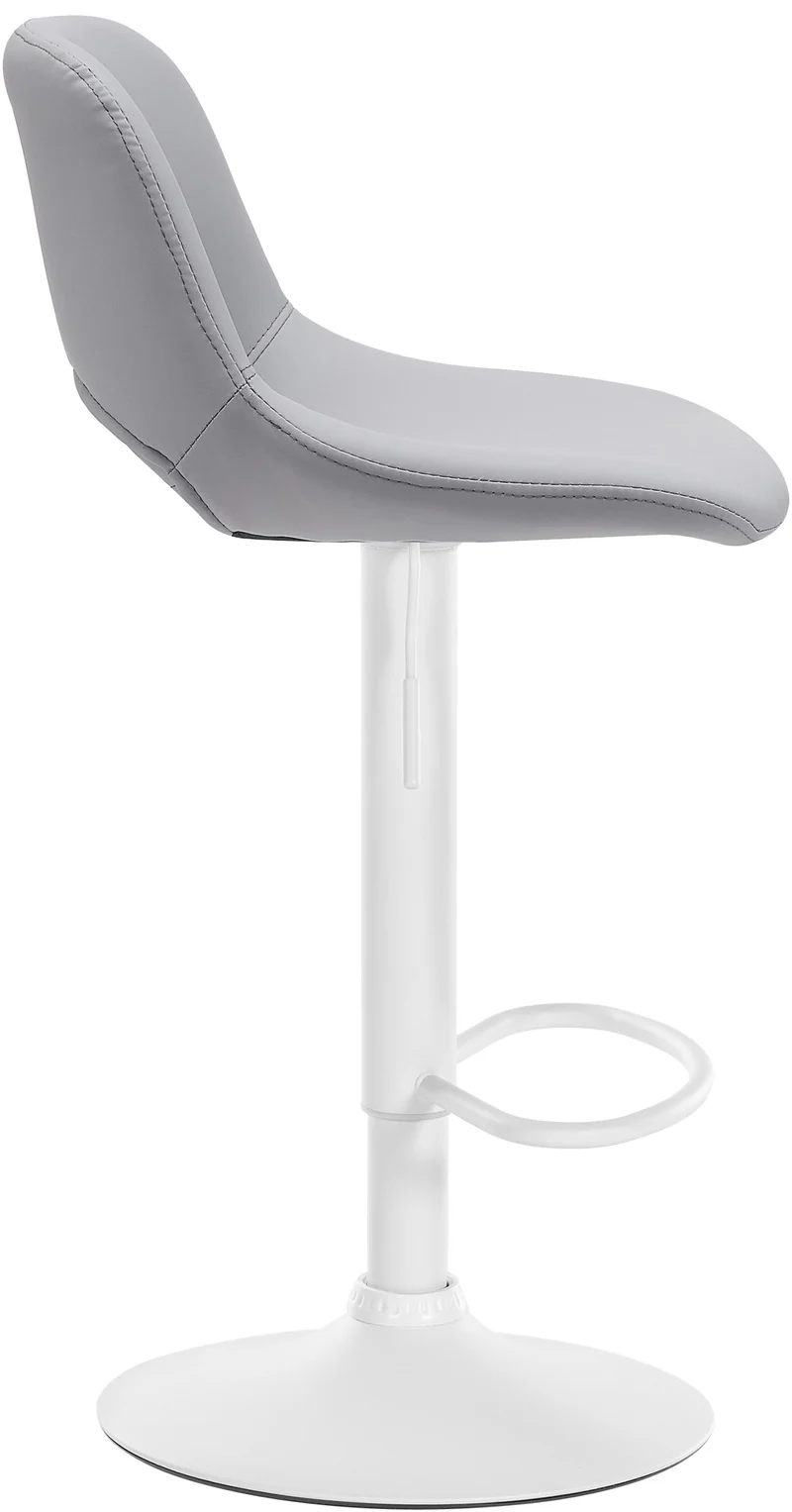 Tabouret de bar chaise haute x1 avec repose-pieds en PVC gris piètement métallique blanc 10_0004587