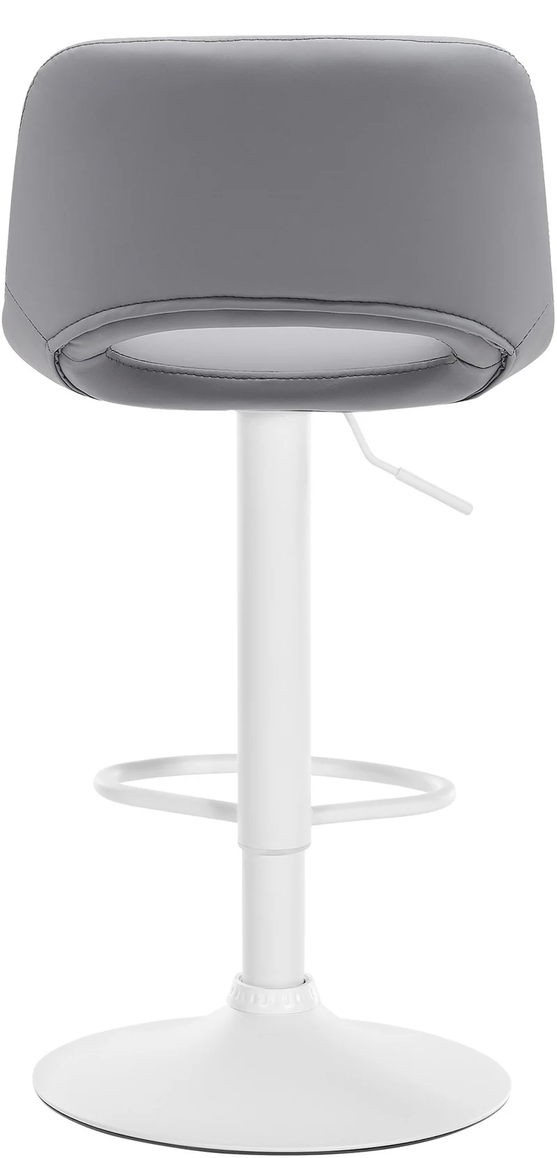 Tabouret de bar chaise haute x1 avec repose-pieds en PVC gris piètement métallique blanc 10_0004587