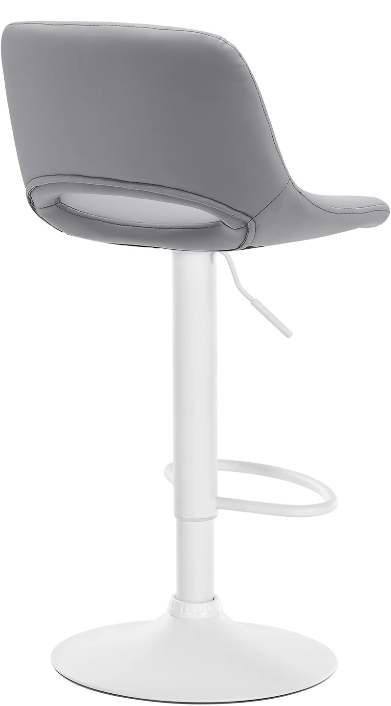 Tabouret de bar chaise haute x1 avec repose-pieds en PVC gris piètement métallique blanc 10_0004587