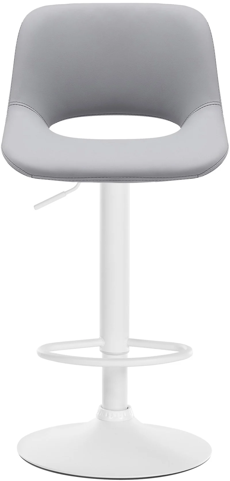 Tabouret de bar chaise haute x1 avec repose-pieds en PVC gris piètement métallique blanc 10_0004587