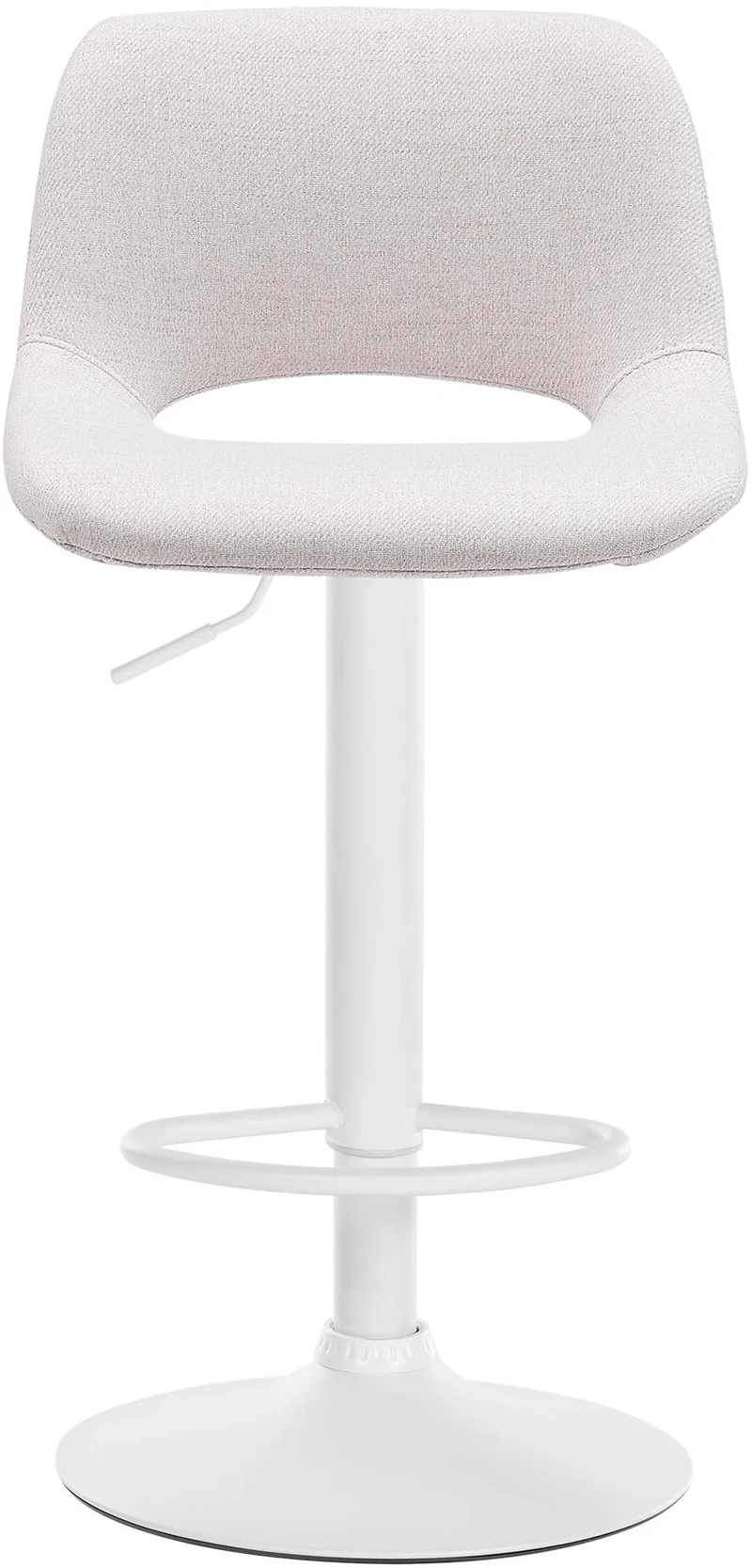Tabourets de bar chaises haute x2 avec repose-pieds en tissu crème piètement métallique blanc 10_0004099