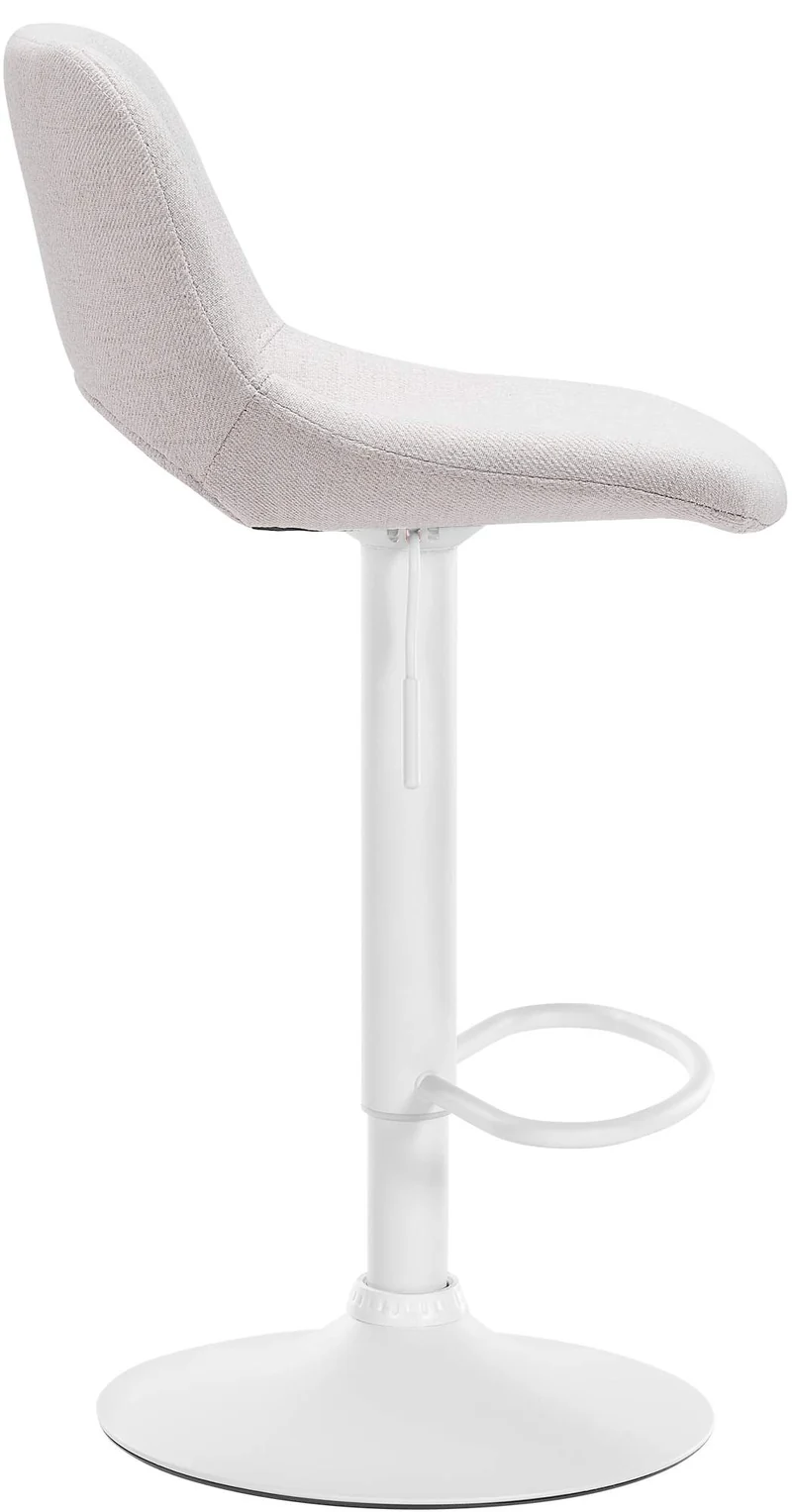 Tabourets de bar chaises haute x2 avec repose-pieds en tissu crème piètement métallique blanc 10_0004099
