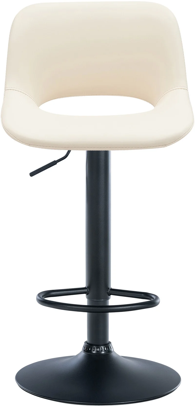 Tabourets de bar chaises haute x2 avec repose-pieds en PVC crème piètement métallique noir 10_0004067