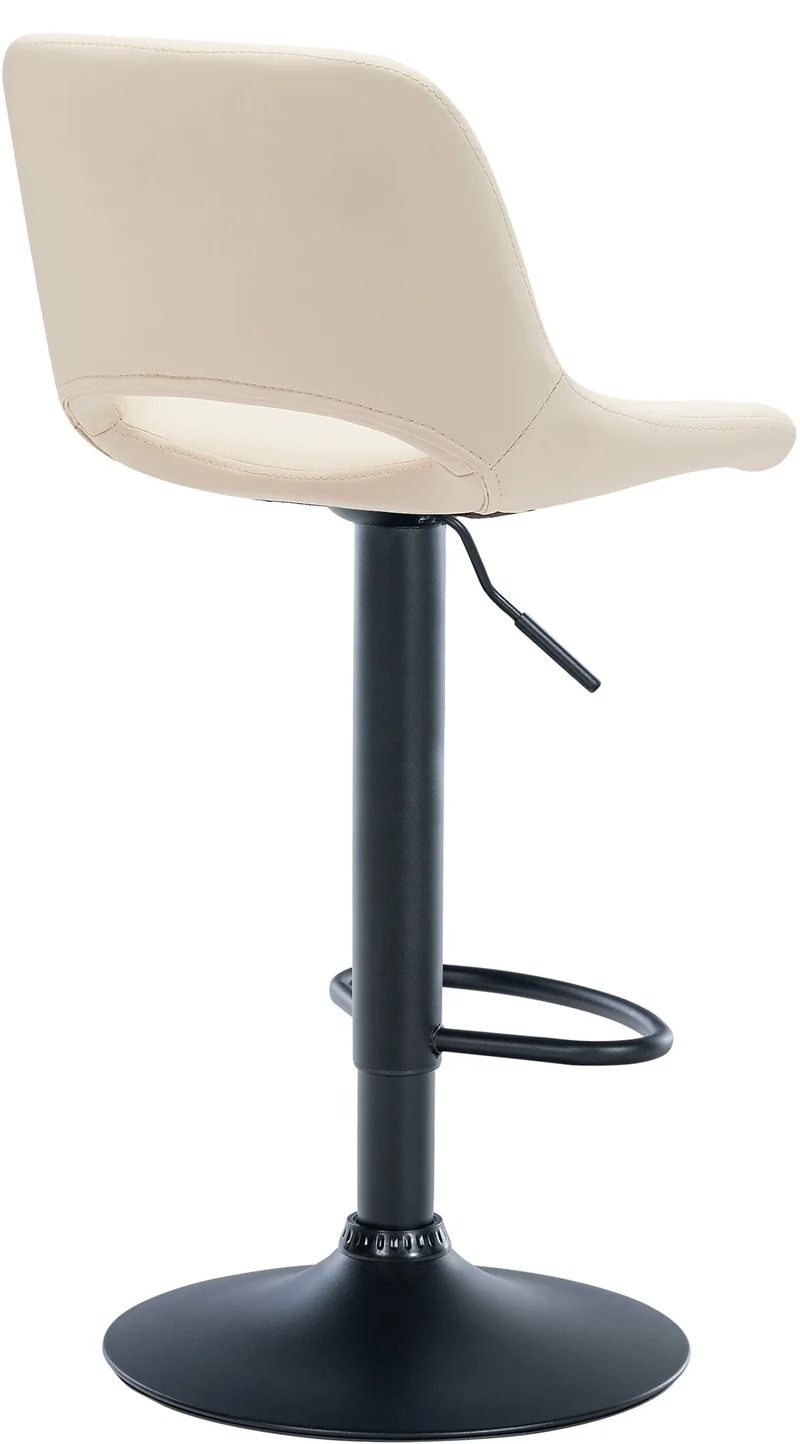 Tabourets de bar chaises haute x2 avec repose-pieds en PVC crème piètement métallique noir 10_0004067