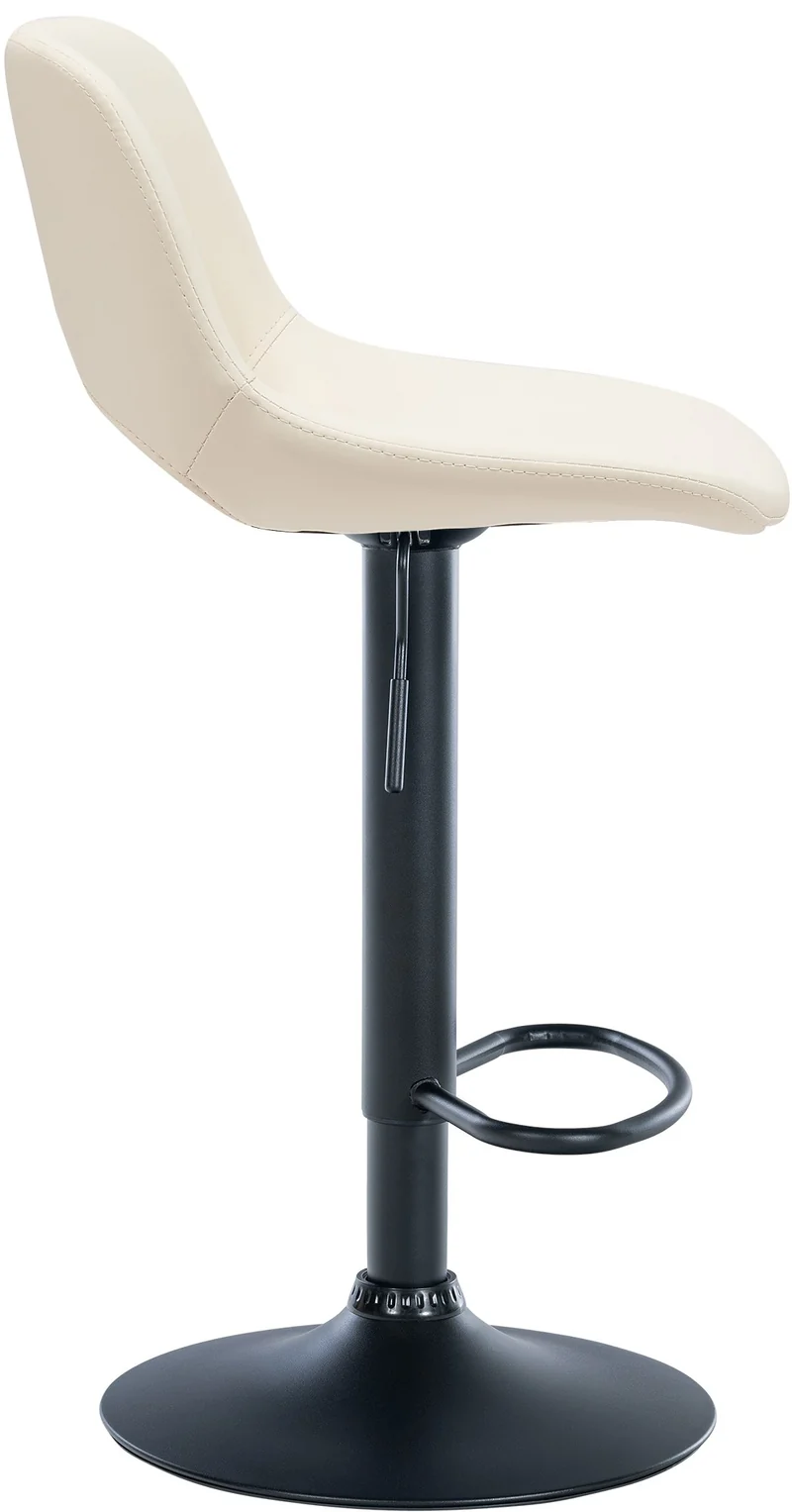 Tabourets de bar chaises haute x2 avec repose-pieds en PVC crème piètement métallique noir 10_0004067