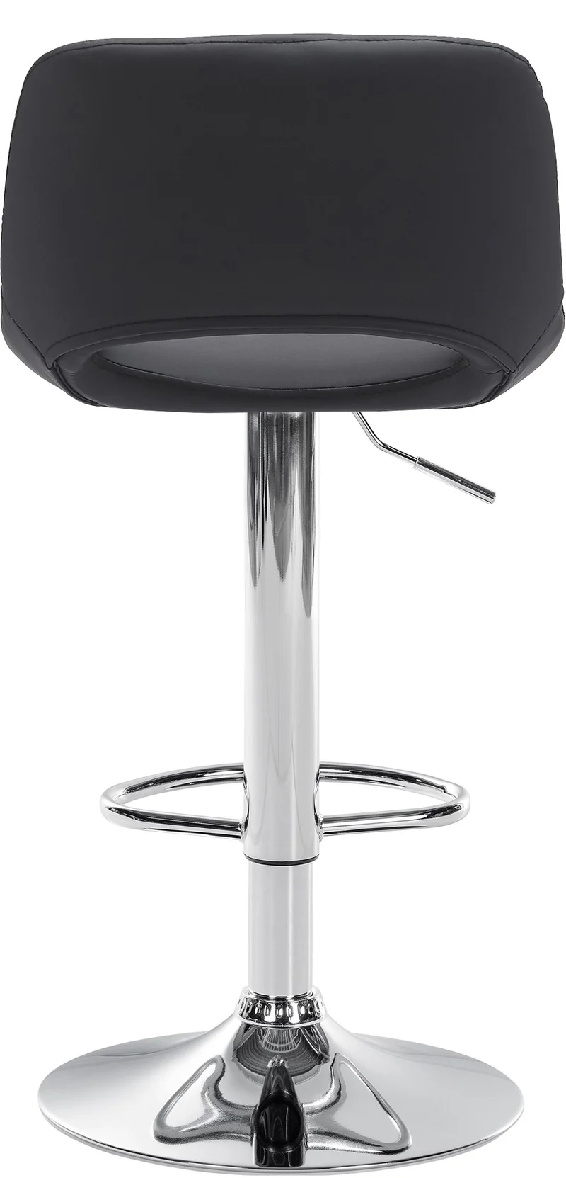 Tabouret de bar chaise haute x1 avec repose-pieds en PVC noir piètement métallique chromé 10_0004580