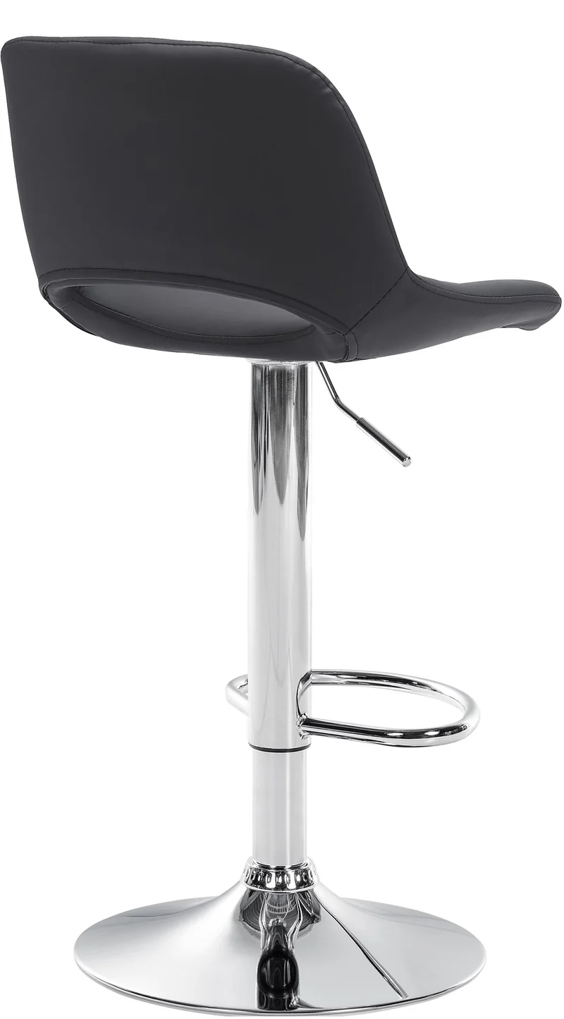 Tabouret de bar chaise haute x1 avec repose-pieds en PVC noir piètement métallique chromé 10_0004580