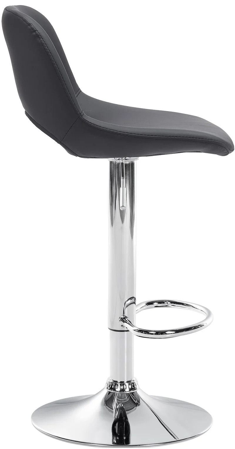 Tabouret de bar chaise haute x1 avec repose-pieds en PVC noir piètement métallique chromé 10_0004580