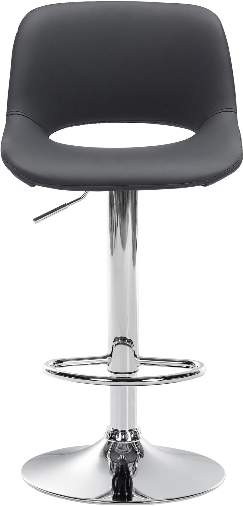 Tabouret de bar chaise haute x1 avec repose-pieds en PVC noir piètement métallique chromé 10_0004580