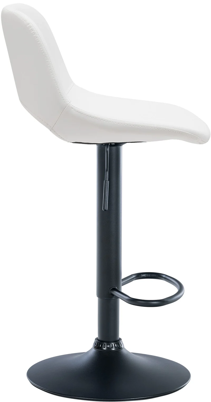 Tabouret de bar chaise haute x1 avec repose-pieds en PVC blanc piètement métallique noir 10_0004582