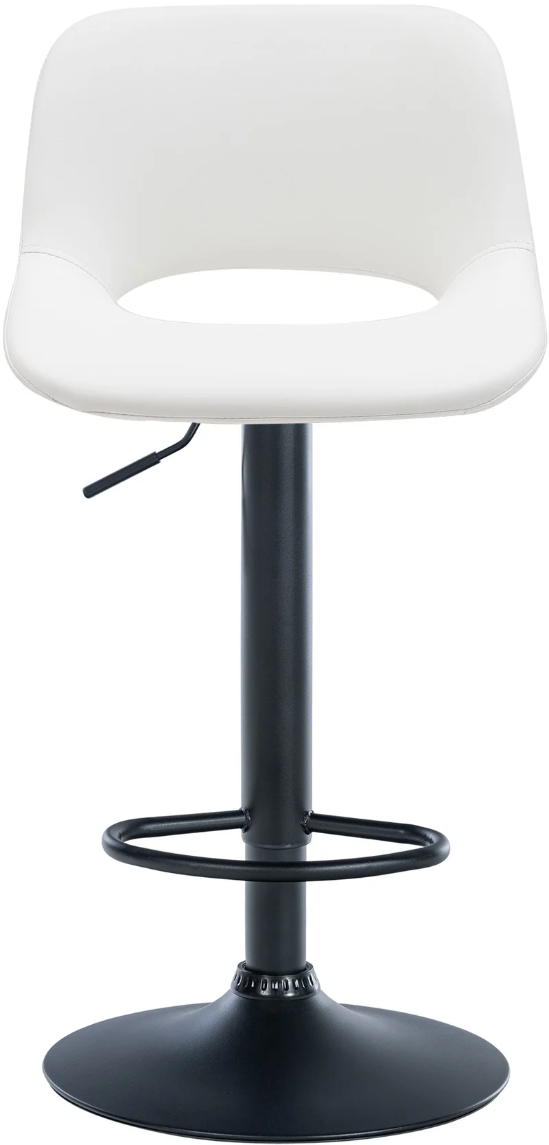 Tabouret de bar chaise haute x1 avec repose-pieds en PVC blanc piètement métallique noir 10_0004582
